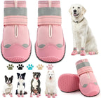 Dog Boots for Large Dogs, Medium Dog Boots & Paw Protectors for Hardwood Floors, Outdoor Dog Booties for Hot Pavement Winter Snow Hiking, Dog Shoes with Reflective Strips