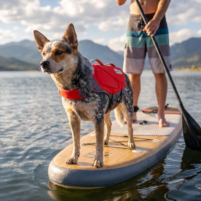 Outward Hound Dawson Swim Red Dog Life Jacket, Medium