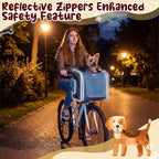 DaisyInner Dog Basket for Bike, Expandable Pet Carrier with Cooling Mat for Bicycle Handlebar, 2 Mesh Doors, Reflective Strips, Soft-Sided Travel Bag for Small & Medium Pet up to 8 kg(Blue)