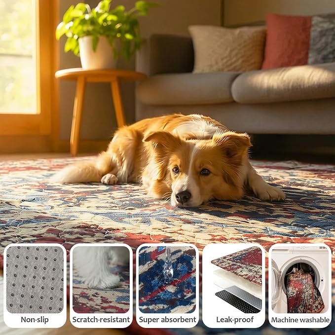 Washable Pee Pads for Dogs, Reusable Puppy Potty Training Pads, Ultra-Absorbent Thick Waterproof Leak-Proof Non-Slip Pads & Mat for Crate, Playpen, Floor, Whelping & Housebreaking , 2 Pack 36"x48"