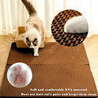 HCY&WLD Cat Litter Mat, Double Layer Cat Litter Box Mat (35x24 Inch, Brown) | Waterproof Urine-Proof Non-Slip Litter Trapping Mat, Soft on Kitty Paws, Scratch-Resistant, Scatter Control, Easy to Clean