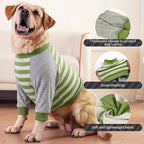 FUAMEY Dog Recovery Sleeve with Elbow Protector, Green Stripes, 3XL | Stop Licking Joints Shirt, Pet Long Sleeve Suit, Protecting Front Leg Arm Wounds, Cover Skin Conditions, Alternative to Cone