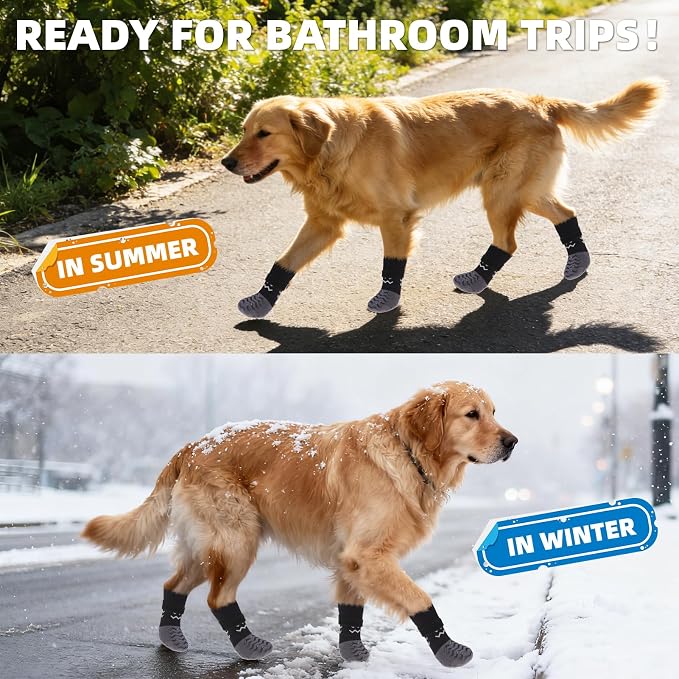 Dog Socks Shoes for Hot Pavement to Prevent Licking Paws, Summer Anti Slip Pet Booties with Grip Traction Control for Hardwood Floors, Grippy Boots & Paw Protectors for Small Medium Large Senior Dogs
