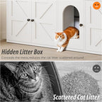 IRONCK Cat Litter Box Enclosure for 2 Cats, Hidden Litter Box Furniture | Double Litter Box Enclosure Cabinet with Double Room and Large Storage Space, Wooden Washroom Furniture, Cat House, White
