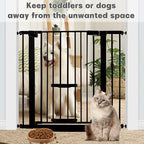 SHYUJAJIE 37 Inch Tall Baby Gate with Small Cat Door | Adjustable 29.55"-40.55 "Wide,Auto Close Dog Gate, Easy Walk Thru Pet Gate for Stairs, Doorway, House, Pressure Mounted