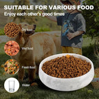 White Marble Dog Bowls, Non-Slip Dog Food Water Bowl Small, Heavy Duty Pet Bowl for Cats and Medium Dogs, Weighted African Natural Marble, Holds 4 Cups(5lbs)