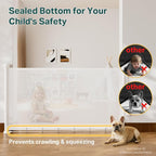 Cumbor 37-55" Retractable Baby Gates for Stairs & Doorways, Indoor Outdoor | Hardware Mounted Mesh Dog & Pet Gate, Easy Walk Through, One-Hand Operation, Anti-Crawl Adjustable Safety Gate for Dog, White