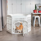 IRIS USA 6-Panel Dog Playpen, Pet Enclosure, White | Safe Play Zone, Configurable Layout, Multi-Shape Setup, Custom Pen Configuration, Stable Non-Tip Base, Secure Door Latch