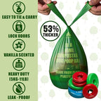 Ultra Thick & Deep RockRhino Dog Poop Bags for Large & XL Dogs | 4-Layer Interlocked Bottom, Certified Compostable | Vanilla Scent, 60 Bags, Easy Open Tie Handles | Fits Holder, Not Scooper