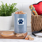 Bone Dry Paw & Patch Ceramic Pet Collection, Treat Canister, 4x6.5, Nautical Blue