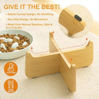 Slow Feeder Bowl for Cats and Small Dogs,Cilkus Fish Pool Design, Fun Interactive Bloat Stop Puzzle Feeder Bowl Healthy Eating Diet Made of Melamine Food Grade Material (White Ceramic-Bamboo Stand)