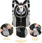 WOYYHO Pet Dog Carrier Backpack, Ventilated Small Dog Front Backpack | Small Dog Front Backpack, with Adjustable Straps, Safety Belt, Storage Pockets, for Travel Hiking Outdoor, Grey, M