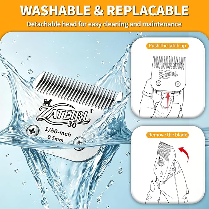 3 Pack Pet Grooming Clipper Blades with Ceramic Cutters, Sizes 10, 30 & 7FC, Silver, Compatible with Andis, Oster A5, Wahl KM10 A5 Style Dog Clippers