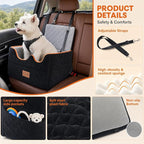 Dog Car Seat for Small/Medium Dogs Under 35lbs, Pet Booster Seat with 4In Memory Foam Cushion, Fully Detachable and Washable, Travel Dog Carseat with Storage Pocket and Safety Belt
