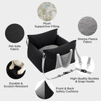 Lesure Small Dog Car Seat for Small Dogs - Waterproof Dog Booster Car Seat with Storage Pockets, Clip-On Safety Leash and Thickened Memory Foam Filling, Pet Carseat Puppy Travel Carrier Bed, Black