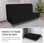 Easy-Going 100% Waterproof Futon Cover, Stretch Futon Slipcover Large | Dual Waterproof Armless Futon Couch Cover, Leakproof Sofa Bed Furniture Protector for Kids Pets Dog Cat, Black
