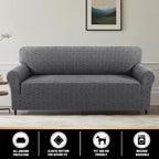Jacquard Couch Covers for 3 Cushion Couch 1 Piece Stretch Sofa Covers Furniture Protector Anti-Slip Soft Thickened Dogs Slipcovers Washable Diamond Pattern(Sofa, Grey)