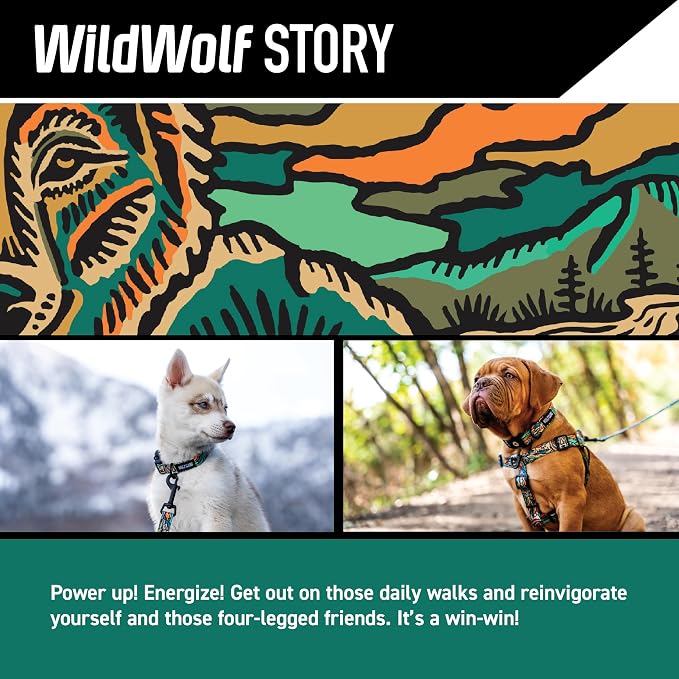 Wolfgang Heavy Duty Dog Leash, Pull-Tested for Walking & Training, WildWolf Print, Small