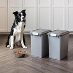 IRIS USA Dog Food Storage Container, 2-Pack, Up to 30 lbs, Gray/Dark Gray | Made in the USA, Comes w/ Wheels & 2-Cup Scoop, Airtight Seal, BPA-Free, Bird Seed, Cat food, Cat Litter, Multi-Pet Household