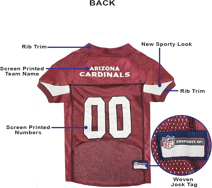 Pets First NFL Arizona Cardinals Dog Jersey, Size X-Large, Football Shirt Costume for Pet, Dog Sports T-Shirt, NFL Team Clothing for Cats, Licensed Pet Apparel Available in 7 Sizes and 32 Teams