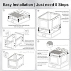 Marchul Enclosed Stainless Steel Cat Litter Box with Lid & Drawer Design for Indoor All Lifestyles Cats, Metal Covered Cat Litter Box, Baffles for Anti-Leakag, with Litter Scoop & Litter Mat