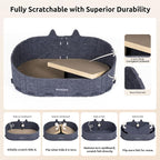 Cat Scratcher Bed for Indoor Cats 24.2 Inch Large Cardboard Cat Scratch Couch Felt Bed Cat Scratch Pad for Cat Scratching Post Board Scratchers Lounge House with Bell Ball Toys