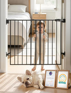 Babelio Baby Gate for Stairs, Kitchen & Doorways, No Bottom Bar| Easy Install| One-Handed Operation| Auto-Close| Hardware Mount Safety Dog Gate (Black, 28" H, 24-39" W-Compact) | Easy Install| One-handed Opening| Auto-close| Drill Needed Indoor Safety ...