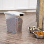 IRIS USA Dog Food Storage Container, Up to 10 lbs, Clear/Gray, Made in USA | BPA-Free, Airtight Seal, Best for Cat Food, Bird Seed, Chicken Feed, Pet Toys, Treats, Pellets