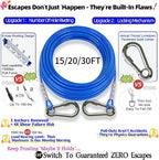 TOPKNOT 15FT Heavy Duty Stainless Steel Dog Tie Out Cable and Stake, 360 Swivel Dog Run, Rust Proof, Holds 2 Dogs Up to 200LBS, Ideal for Outdoor Camping and Yard Use