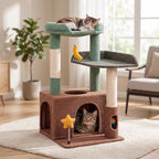 Small Cat Tree, Compact 30" Cat Tower for Indoor Kittens | Plush Finish, Cozy Condo, Soft Top Perch, Sisal Scratching Post, Dangling Ball Toy, Anti-Tip Base, for Cats up to 15 lbs
