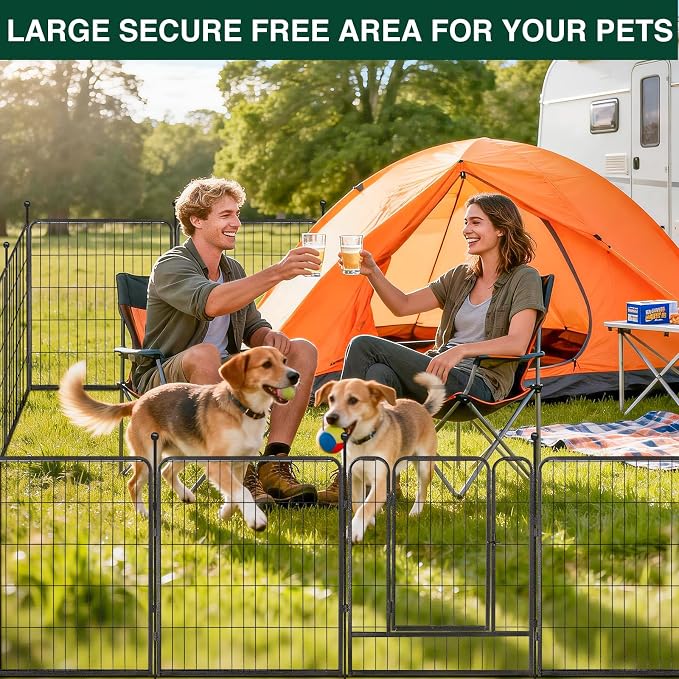 VISCOO Dog Playpen Outdoor, 16 Panels 32" H Dog Pen Indoor, Metal Dog Fence | Pet Fence for Large/Medium/Small Dogs, Indoor Puppy Playpen, Foldable Heavy Duty Exercise Pen for RV,Camping,Yard