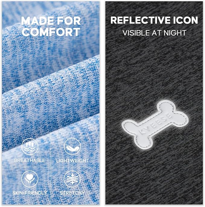 KYEESE 2Pack Dog Shirt, Lightweight Sun Protection Sleeveless Dog T Shirts for Small Dogs Boy, Breathable Pet Reflective Tank Top Summer Dogs Clothes for Outdoor Walking, Grey+Light Blue, M