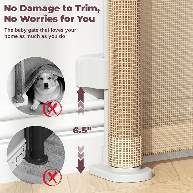 2Pack Retractable Baby Gates for Stair, 58" Extra Wide Mesh Dog Gate | Child Gate for Toddler Pet, Indoor and Outdoor Use, Easy Install, 34" Height, Beige