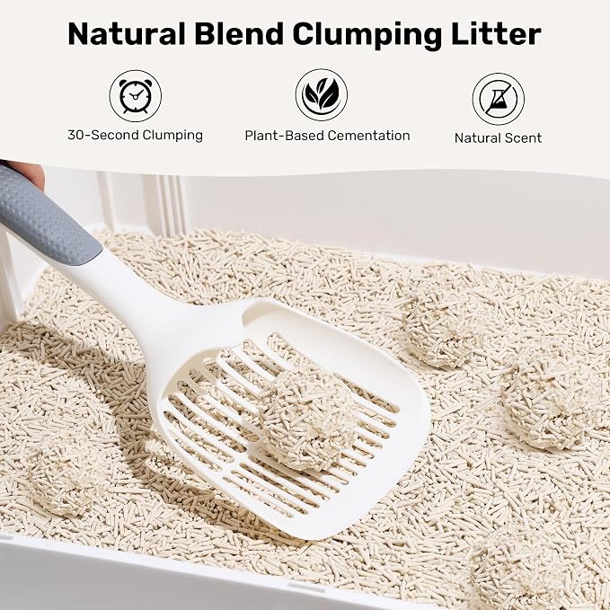 FUKUMARU Tofu Cat Litter - Natural Lightweight Bean Dregs & Corn Starch Cat Litter Pellets, 99.9% Dust Free Quick Clumping, Effective Odor Control, Flushable, Low Tracking, 32lb (8lb x 4 Bags)