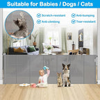 Reinforced 42" Extra Tall Retractable Baby Gate-Prevent Crawling Under, 200" Retractable Pet Gates for Wide Openings, 16ft Mesh Child Gates for Wide Openings, No Bottom Bar Indoor/Outdoor Baby gate