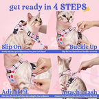 rabbitgoo Cat Harness and Leash Set, Escape Proof Vest, Purrty Pink | Soft Breathable Mesh, Easy Adjustable Fit, Snap Buckles, Sturdy Clip, Reflective Strips, for Medium to Large Cats Walks, M