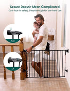 Babelio Baby Gate for Stairs, Kitchen & Doorways, No Bottom Bar| Easy Install| One-Handed Operation| Auto-Close| Hardware Mount Safety Dog Gate (Black, 28" H, 24-39" W-Compact) | Easy Install| One-handed Opening| Auto-close| Drill Needed Indoor Safety ...