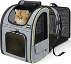 pecute Cat Backpack Expandable, Cat Carrier Backpack with Breathable Window | Durable Oxford Cloth, Lockable Zipper,Use for Pet Under 11 lbs to Travel