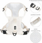 TUG No-Pull Dog Harness, 2 Leash Clips + Padded Handle (Medium, Cream) | Water-Resistant Padded Interior | Front No-Pull & Rear Clips | Padded Back Handle | Adjustable Straps | Lightweight