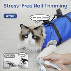 Cat Carrier Pouch, Soft Cat Grooming Restraint Bag for Vet Visits, Nail Trimming,Dental Care & Medication, Comfortable Cats Carry Bag with Bottom Support for Car Travel,Blue S(4-10lbs)