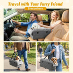 VavoPaw Center Console Dog Car Seat for Small Dogs&Cats Under 12 LBS | Puppy Car Seats with Non-Slip&Strong Support,Anti-Collapse Portable Pet Bed for Puppies with Soft Cushion Safety Belt,Gray