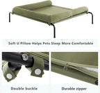 Cooling Elevated Dog Bed for Large Dogs, Outdoor Raised Dog Beds Portable Dogs Cot Bed W/Breathable Mesh, Pet Cots W/Removable Waterproof Bolster