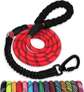 Rope Dog Leash 6 FT: Heavy Duty Leashes with Swivel Lockable Hook Reflective Threads Bungee and Padded Handle - Dog Lead for Large Small Medium Dogs Outside Walking Hiking Red