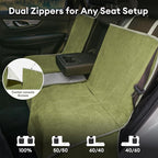 FUNNY FUZZY Dog Car Seat Cover for Back Seat, Back Seat Pet Cover for Dogs Waterproof, Scratchproof Dog Backseat Cover, Non-Slip Bench Car Seat Protector, Universal Fit Most Cars, SUVs, Trucks, Green