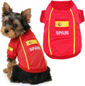 Parisian Pet Spain Dog Jersey - Breathable Mesh Puppy Football Jersey - Lightweight Stretch Sporty Dog Clothes - Summer Shirts for Small Dogs - Soccer Jersey for Dogs - Sportswear Pet Clothes