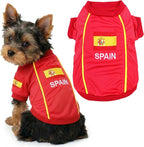 Parisian Pet Spain Dog Jersey - Breathable Mesh Puppy Football Jersey - Lightweight Stretch Sporty Dog Clothes - Summer Shirts for Small Dogs - Soccer Jersey for Dogs - Sportswear Pet Clothes