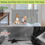 2 Pack Reinforced 55" Wide Retractable Dog Gate with Support Rods, 33" Tall Retractable Baby Gate for Dogs, No Sag and Wrinkle Mesh Child Gates for Doorways, Indoor Pet Barrier Stair Gates for Kids
