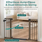Cumbor 30-46" Baby Gate for Stairs, Mom's Choice Awards Winner-Auto Close Dog Gate for the House, Easy Install Pressure Mounted Pet Gates for Doorways, Easy Walk Thru Wide Safety Gate for Dog, Brown