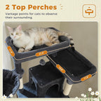 MUTTROS 81 Inch Tall Cat Tree for Big Cats & Multi-Cat Homes, Large Heavy Duty Cat Tower with Metal Frame Hammock, 6 Scratching Posts, 2 Condos, 2 Perches, Scratching Pad - Dark Grey