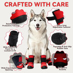 All-Weather Dog Boots for Paw Protection-Durable Dog Booties for Hot Pavement, Snow, Hiking | Non-Slip Sole & Adjustable Straps Outdoor Pet Shoes(red,8#)